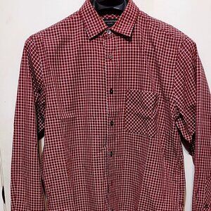 Banana Repulbic Mens Red & White Checked Shirt  Sz M  Long Sleeve 100% Cotton